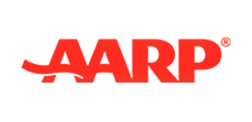 AARP logo is displayed against a black background.