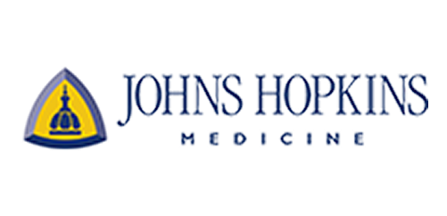 Logo displays "JOHNS HOPKINS MEDICINE" text; a triangular emblem with crown is positioned left.