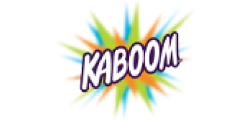 "KABOOM!" explodes, colorful rays burst outward.