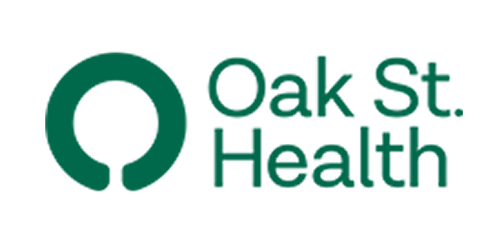 Green logo displays "Oak St. Health" text next to a circular symbol.