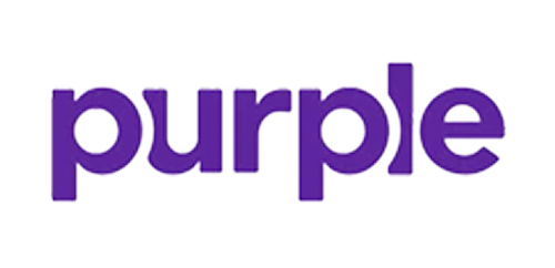 Purple text displays, bold and outlined, against a black background.