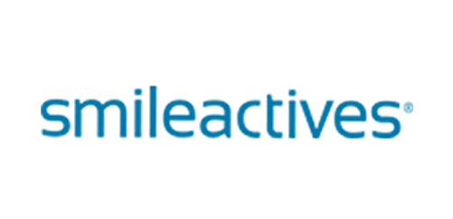 "smileactives" logo; displays; dark background.