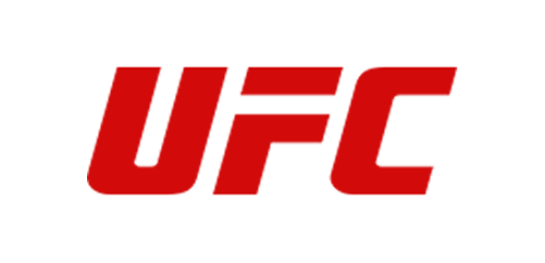 Red UFC logo; displays prominently; on a black background.