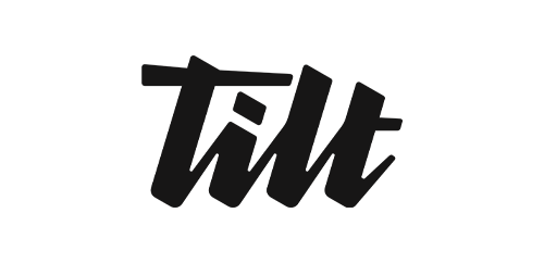 'Tilt' logo with black letters.